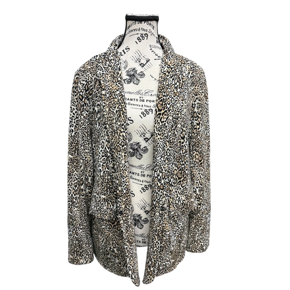 Chico’s Leopard Print Open Front Blazer Jacket Lined Size XL